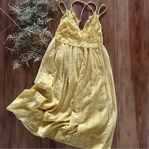 Three Bird Nest Yellow Lace Dress